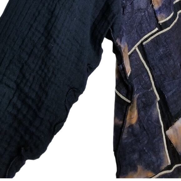 DEBORAH CROSS Art To Wear Fiber Art Patchwork Boho Shacket Multimedia One Size - Picture 5 of 10